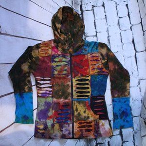 TIE DYE ZIP HOODIE, SIZE SMALL